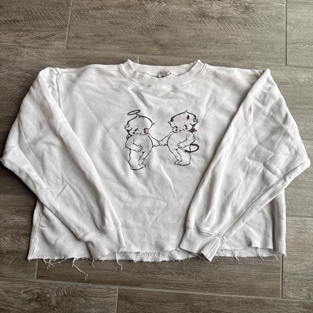 1980s John Galt Cute Demons Vintage Sweatshirt Rare Cut-off - № 1067